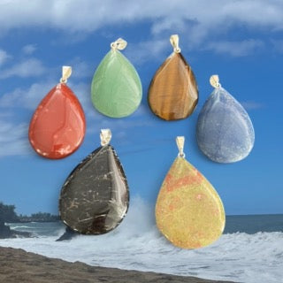 TEAR DROP GEMSTONE PENDANTS
