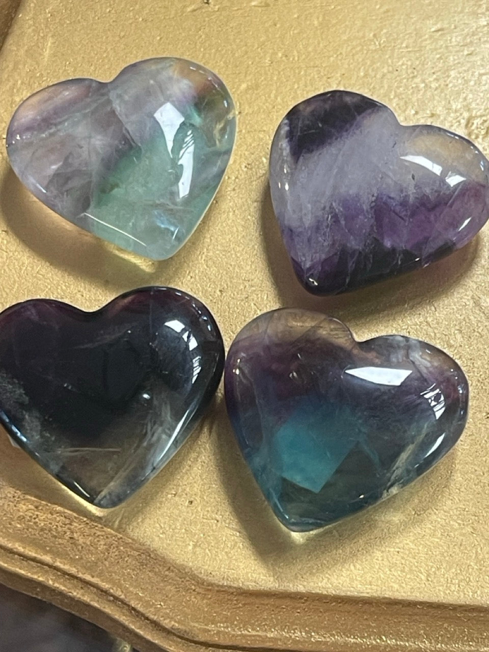 RAINBOW FLUORITE HEARTS