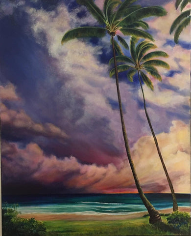 PALM TRESS AT SUNSET PAINTING - Crystals & Gems Gallery 