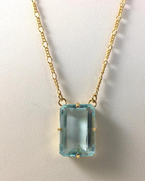 AQUAMARINE FACETED SOLITAIRE NECKLACE --- SOLD OUT - Crystals & Gems Gallery 