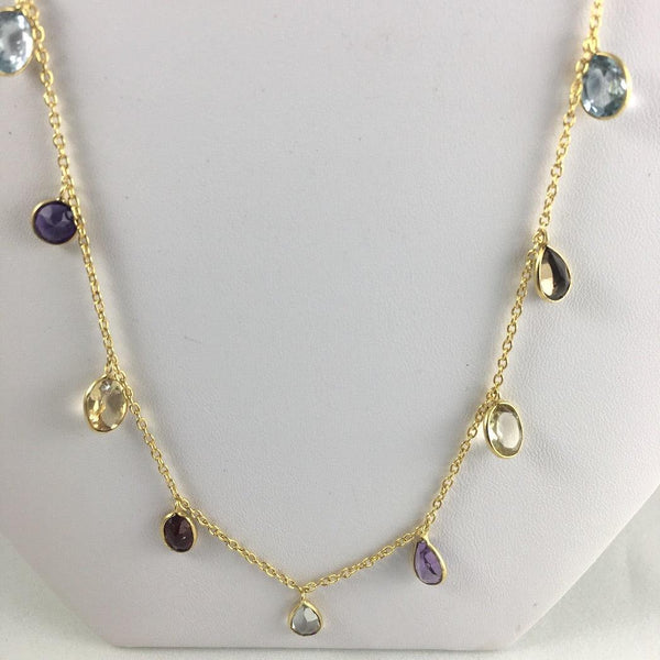 FACETED TEARDROP GEMSTONE NECKLACE - Crystals & Gems Gallery