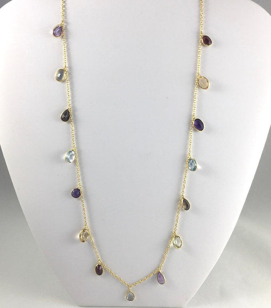 FACETED TEARDROP GEMSTONE NECKLACE - Crystals & Gems Gallery