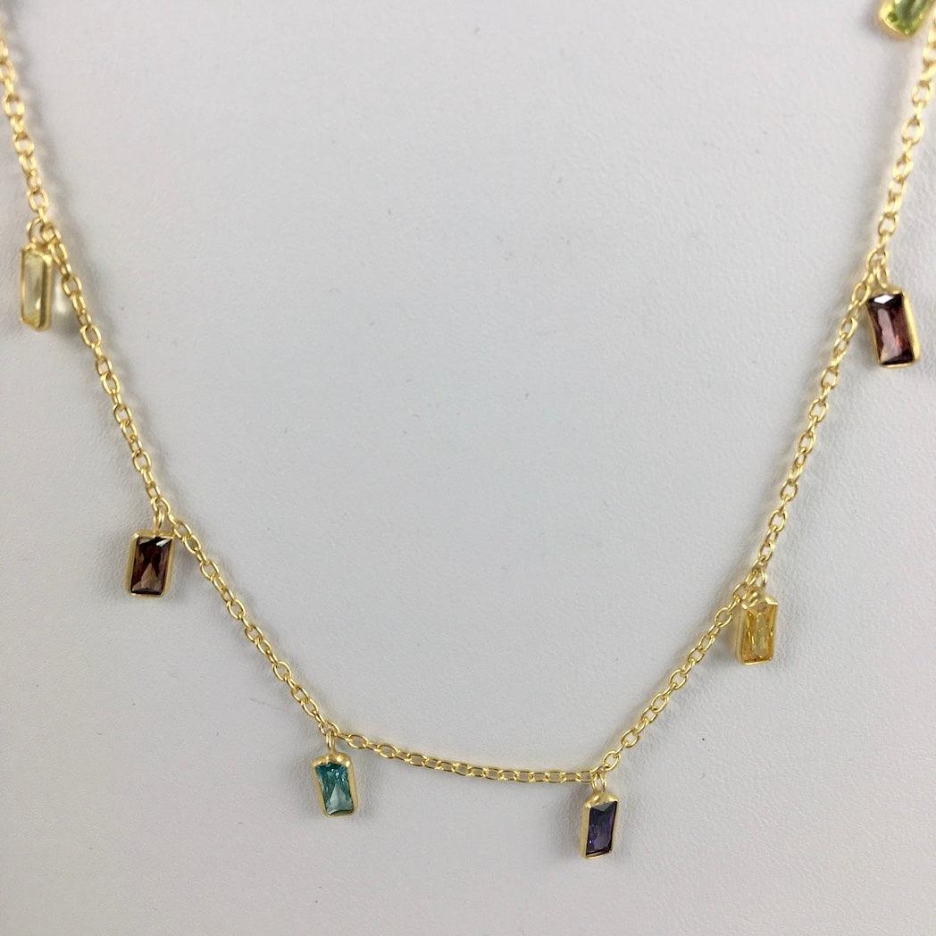 FACETED MIXED GEMSTONE NECKLACE IN 14KT GF - Crystals & Gems Gallery