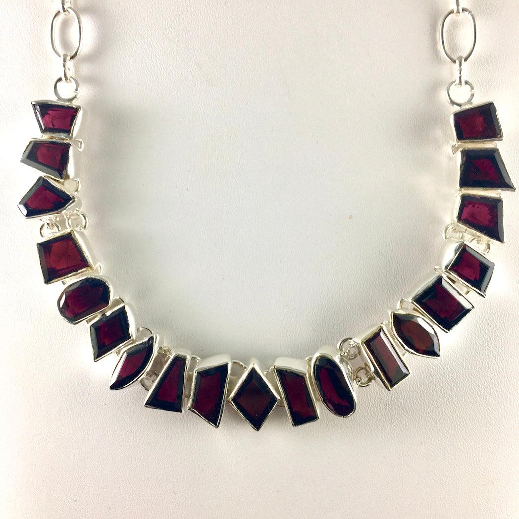 FANCY GARNET AND STERLING SILVER NECKLACE - Crystals & Gems Gallery 