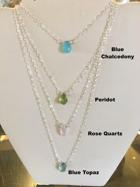 Faceted Gemstone Necklace with Link Chain - Crystals & Gems Gallery