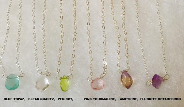 Faceted Gemstone Necklace with Link Chain - Crystals & Gems Gallery