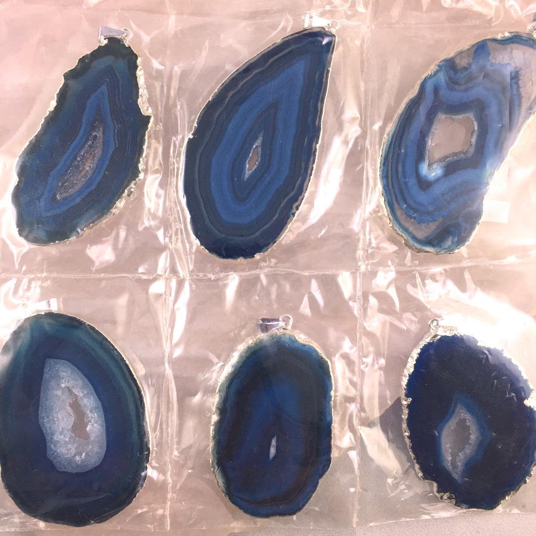 BLUE AGATE PENDANT - Crystals & Gems Gallery