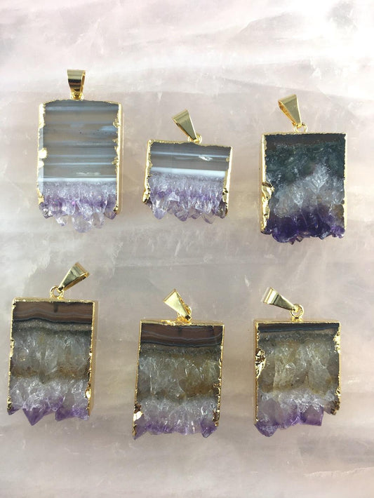 AMETHYST SLICE PENDANT - Crystals & Gems Gallery