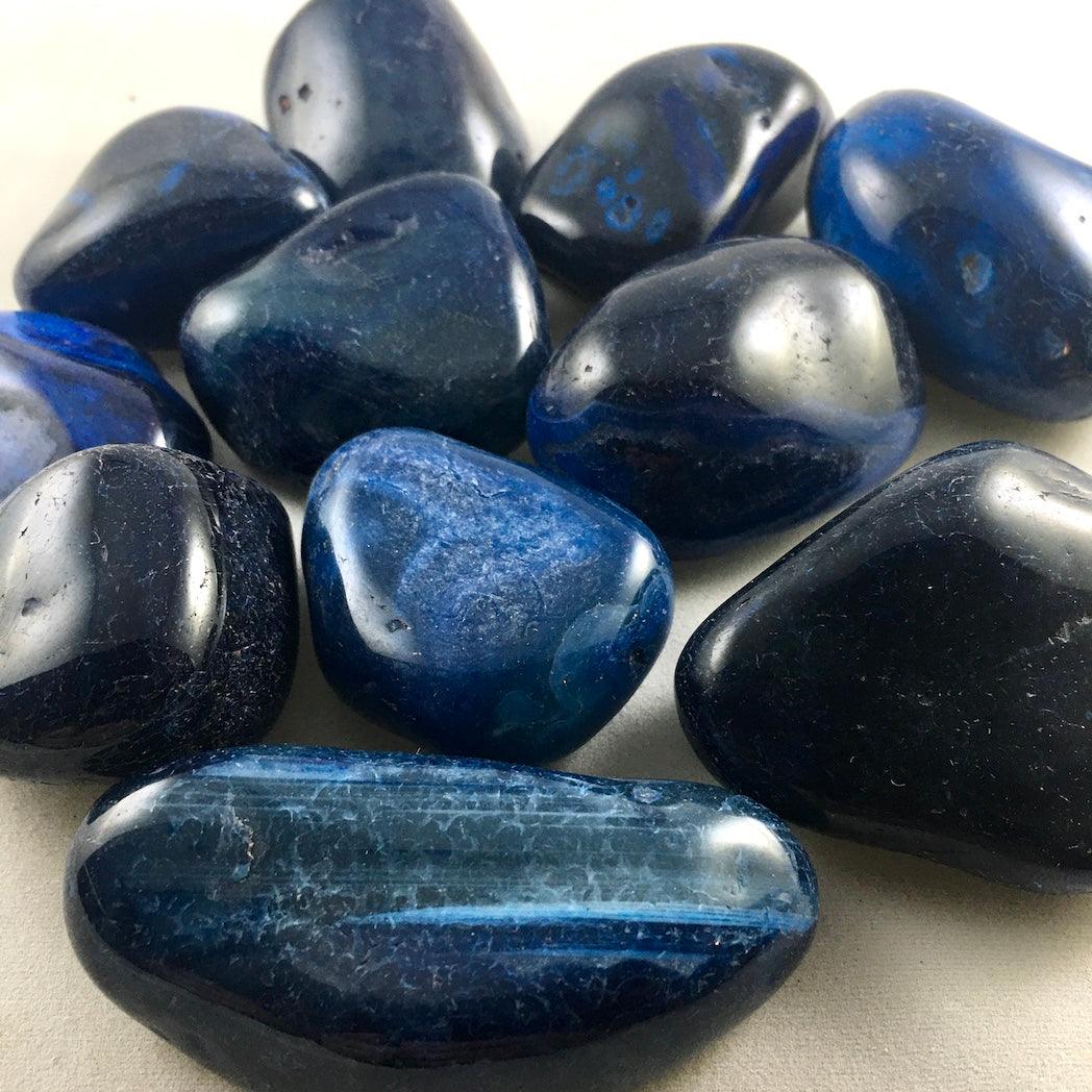 BLUE AGATE TUMBLED STONE - Crystals & Gems Gallery