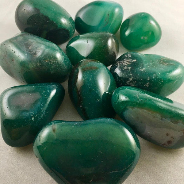 GREEN AGATE TUMBLED STONE - Crystals & Gems Gallery 