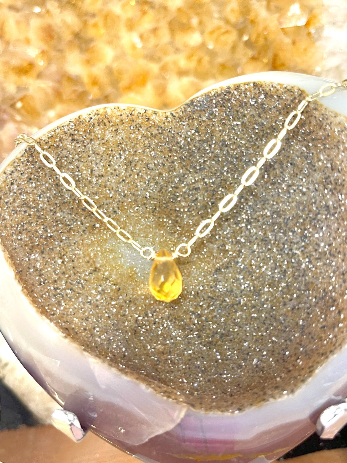 Faceted Gemstone Necklace with Link Chain