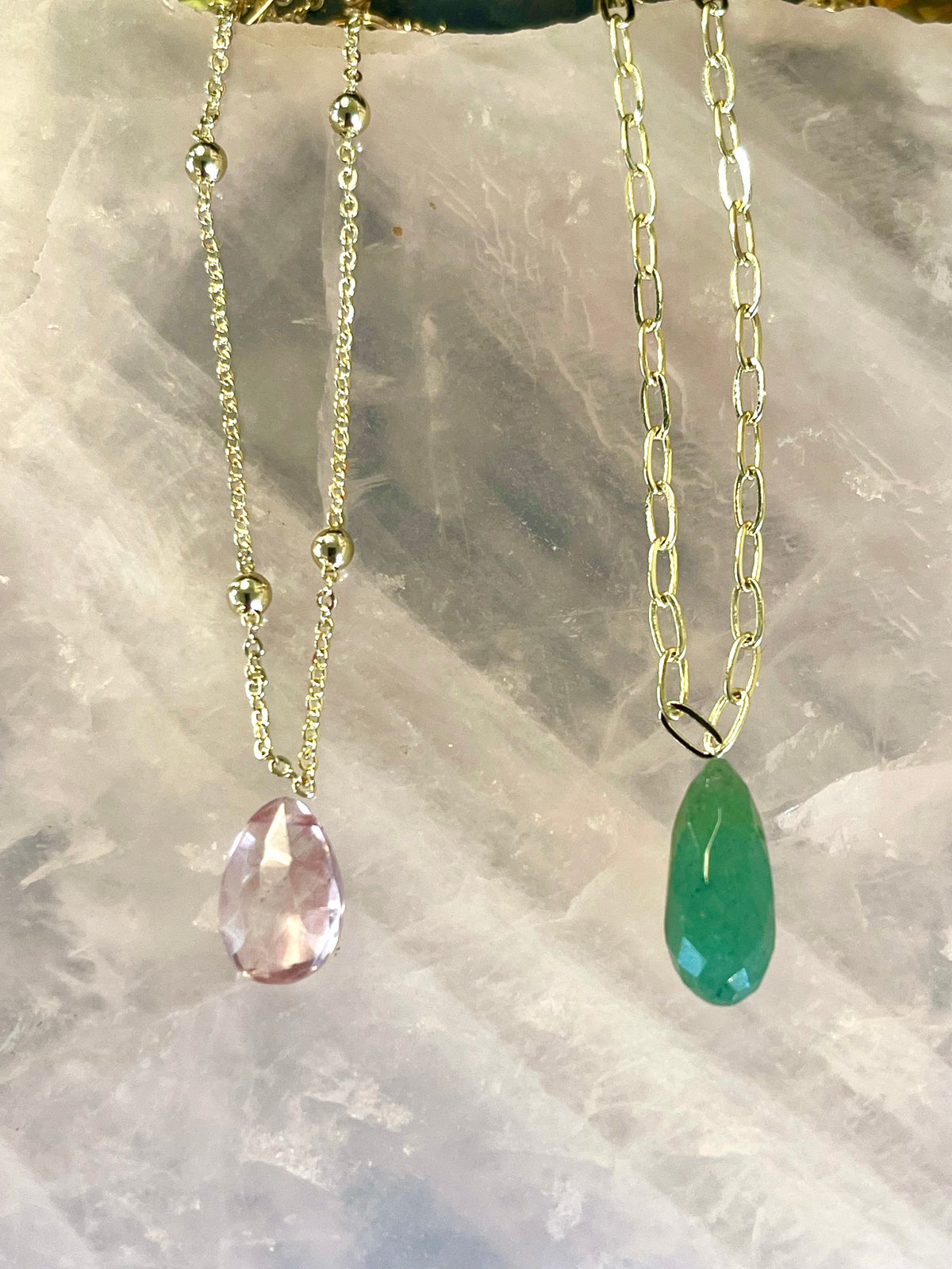 Faceted Gemstone Necklace with Link Chain