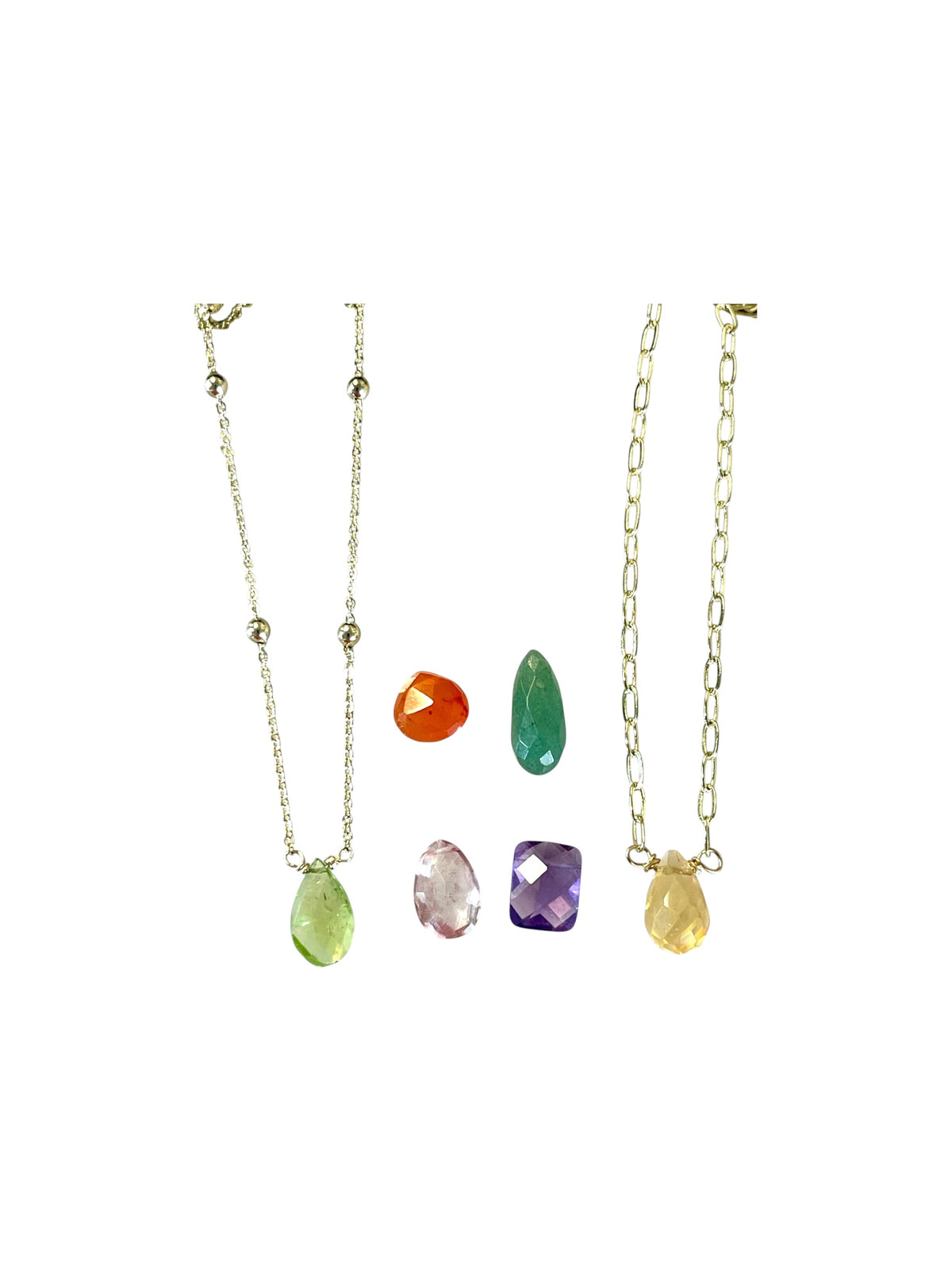 Faceted Gemstone Necklace with Link Chain