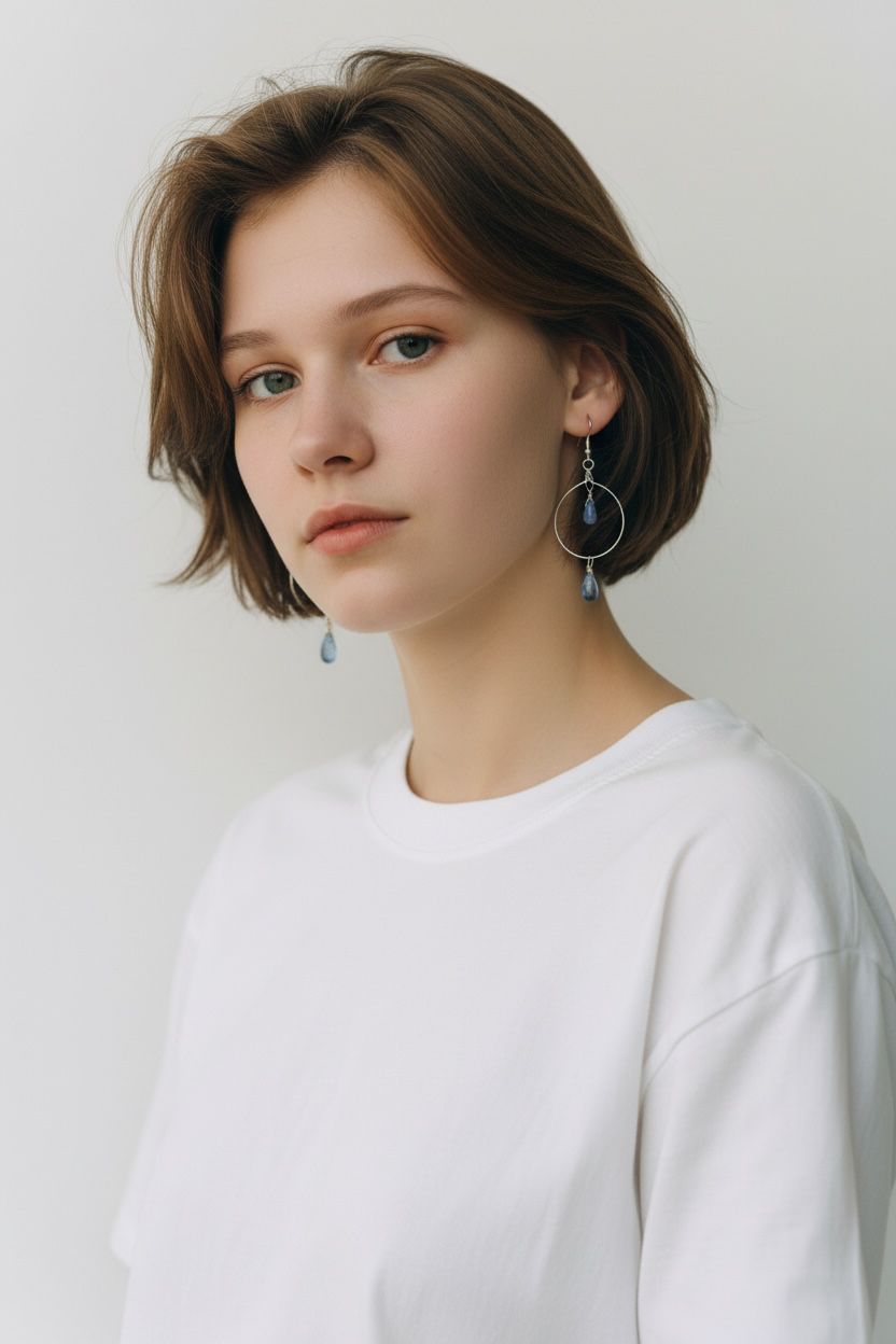GEM BLUE KYANITE HOOPS EARINGS