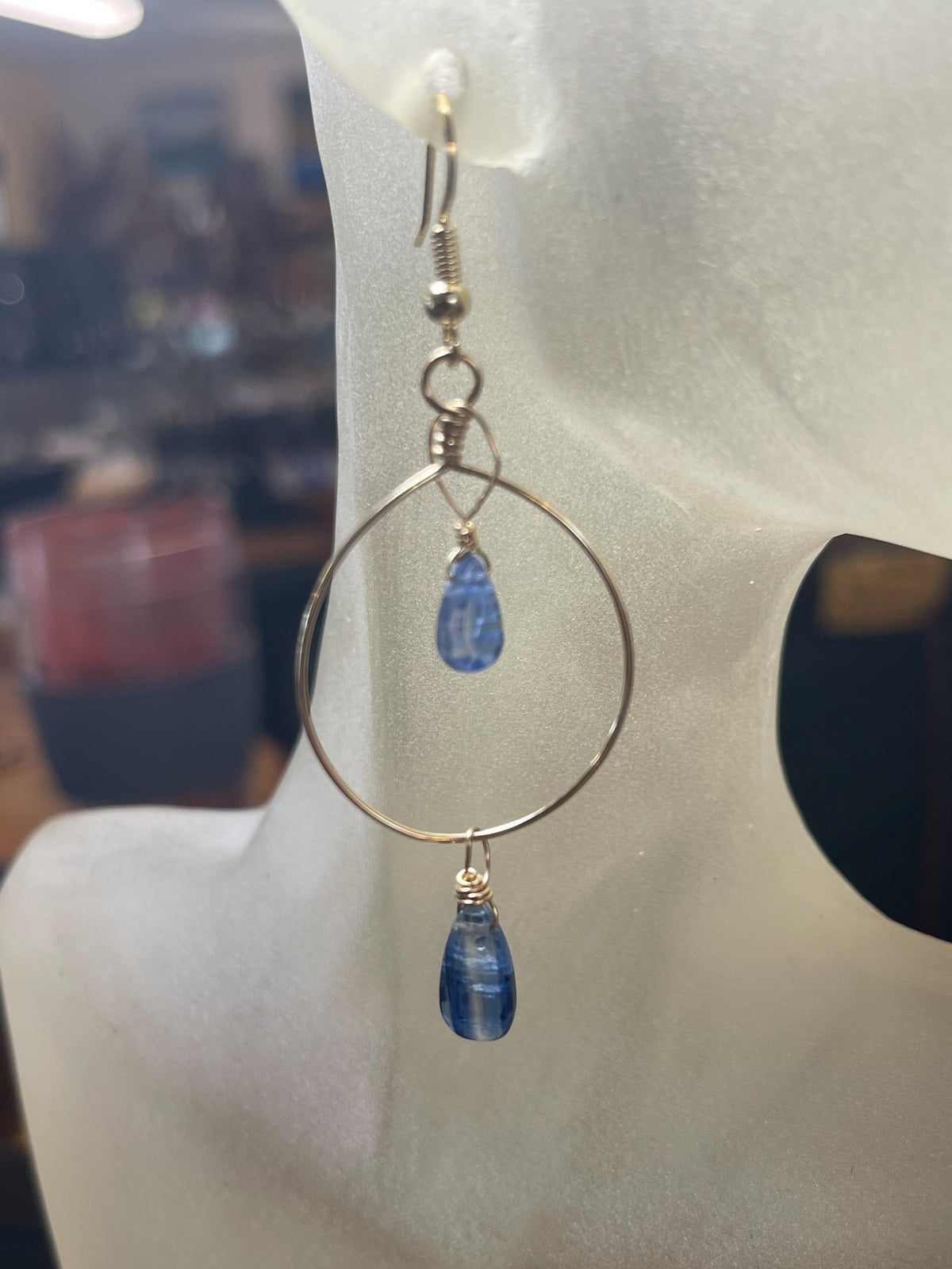 GEM BLUE KYANITE HOOPS EARINGS
