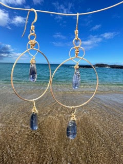 GEM BLUE KYANITE HOOPS EARINGS