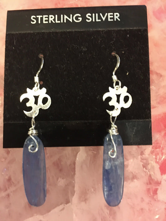 Blue Kyanite Om Earrings