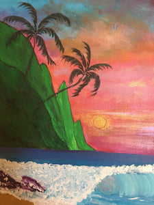 Ke'e Beach Kauai Painting - Crystals & Gems Gallery 
