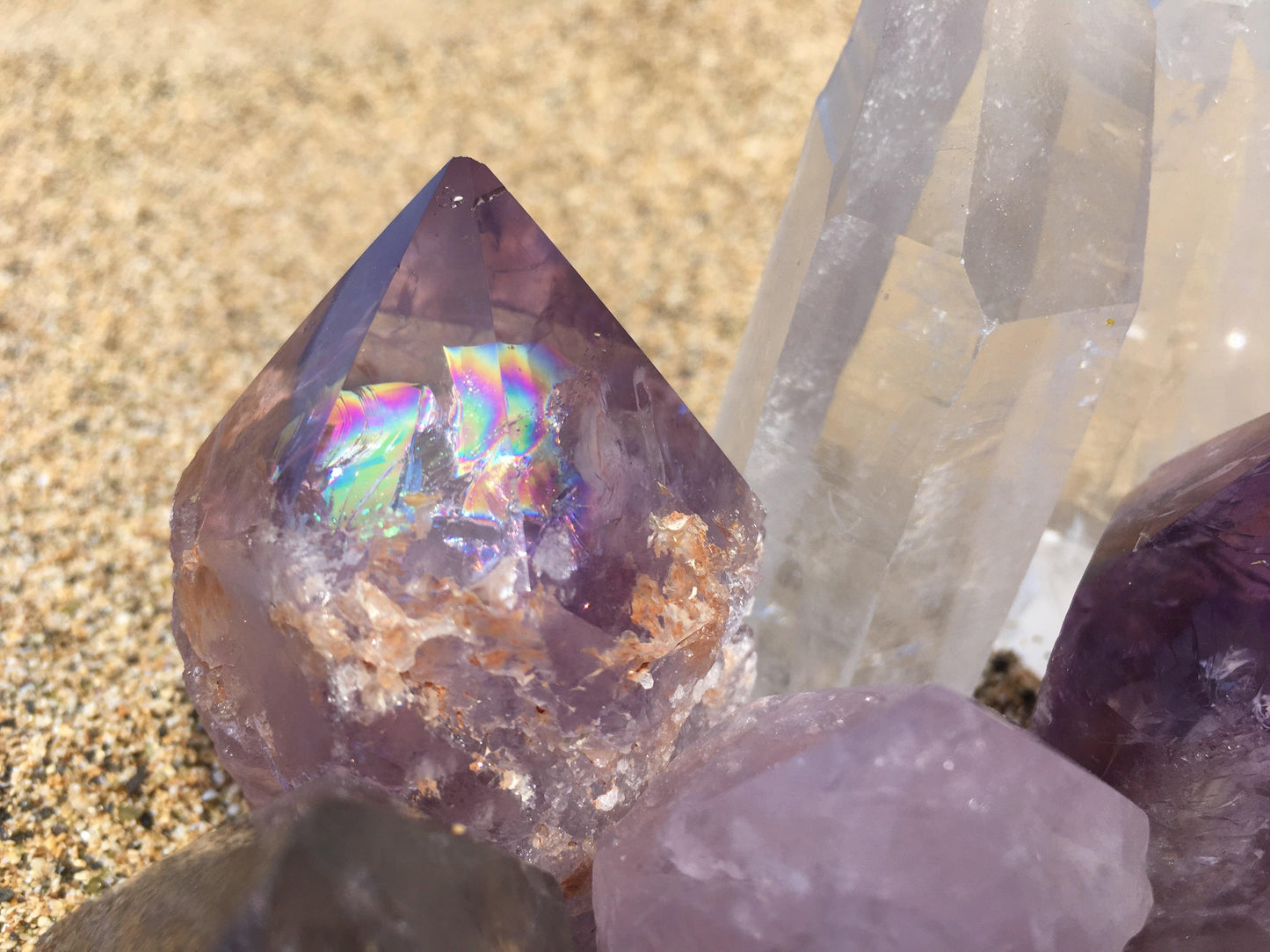 rainbow amethyst point