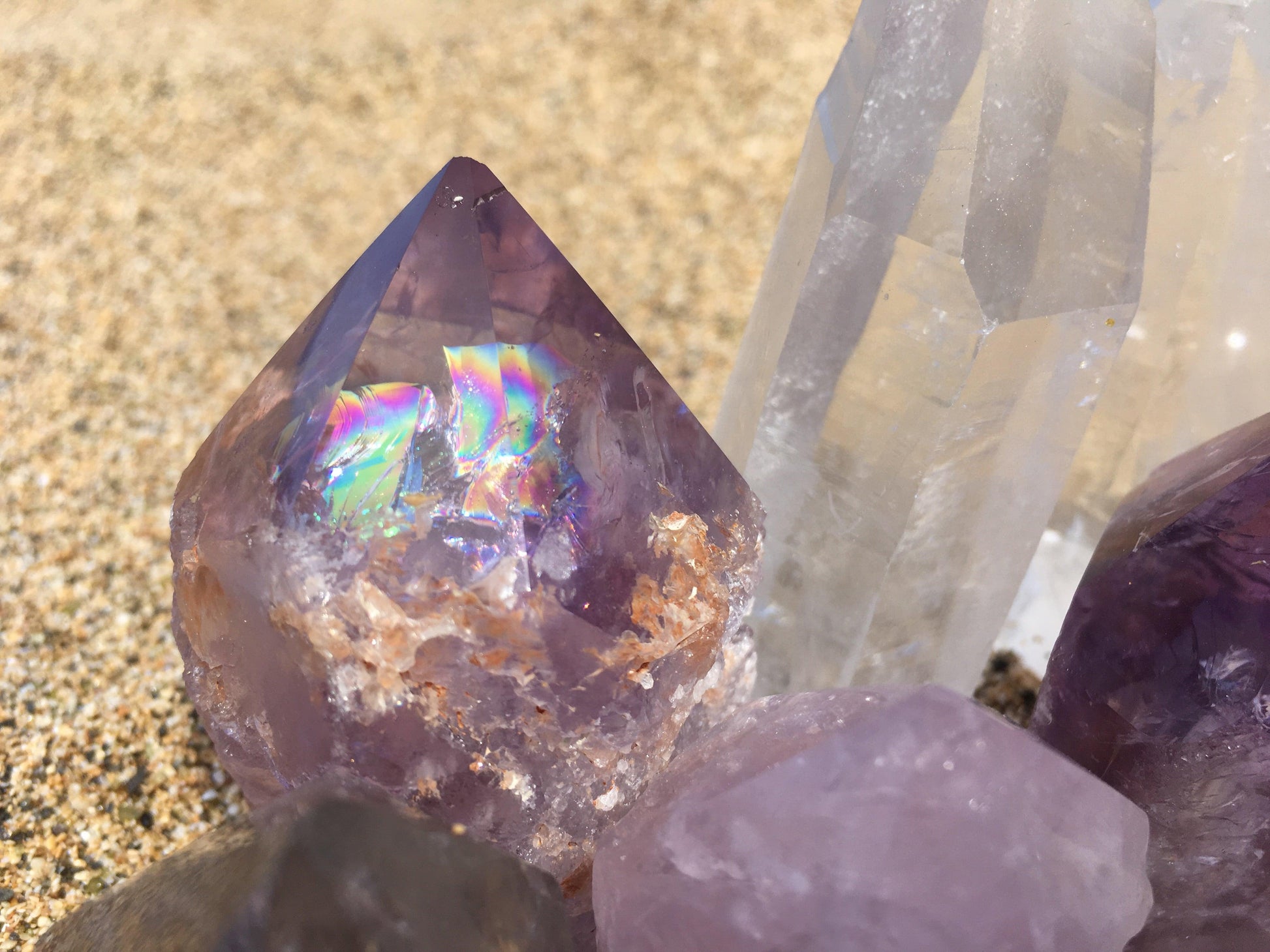 rainbow amethyst point