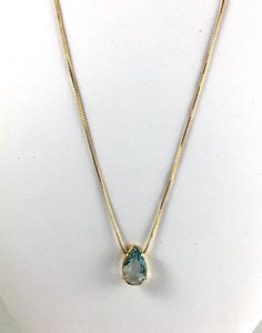 AQUAMARINE FACETED SOLITAIRE NECKLACE - Crystals & Gems Gallery 