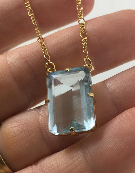 AQUAMARINE FACETED   SOLITAIRE   NECKLACE  ---   SOLD OUT