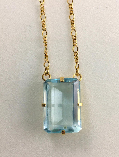 AQUAMARINE FACETED   SOLITAIRE   NECKLACE  ---   SOLD OUT