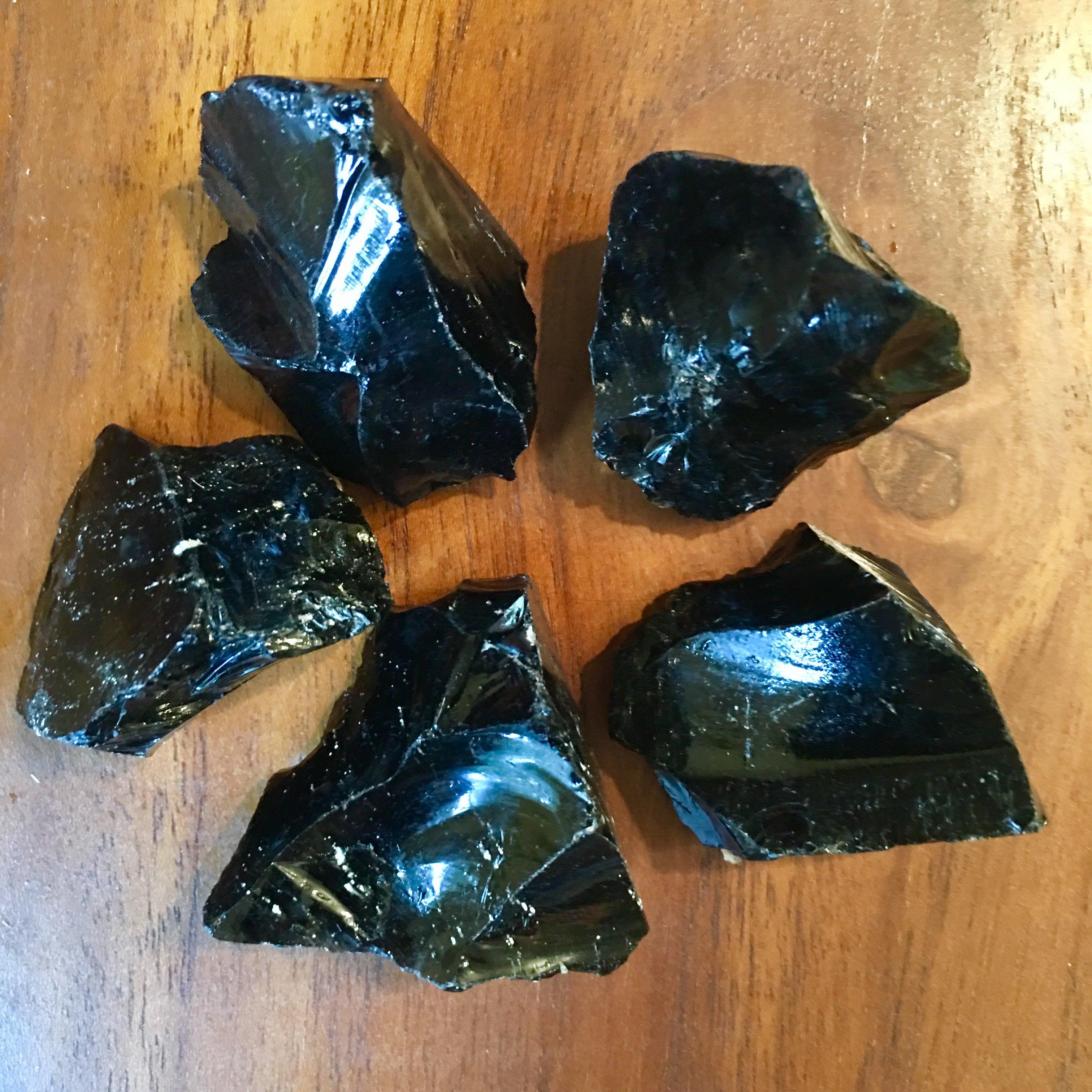 Raw black obsidian