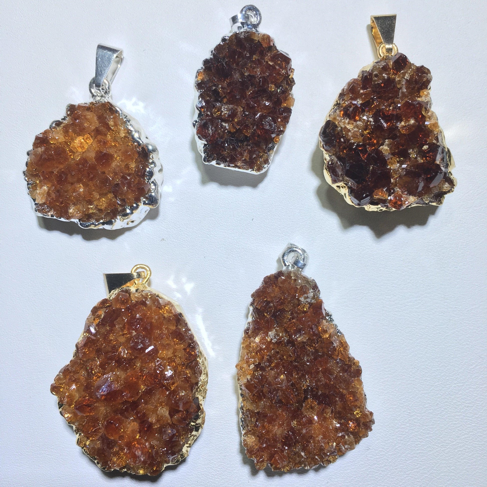 citrine druze pendant