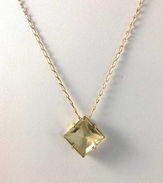 FACETED SQUARE FANCY CUT CITRINE NECKLACE - Crystals & Gems Gallery 