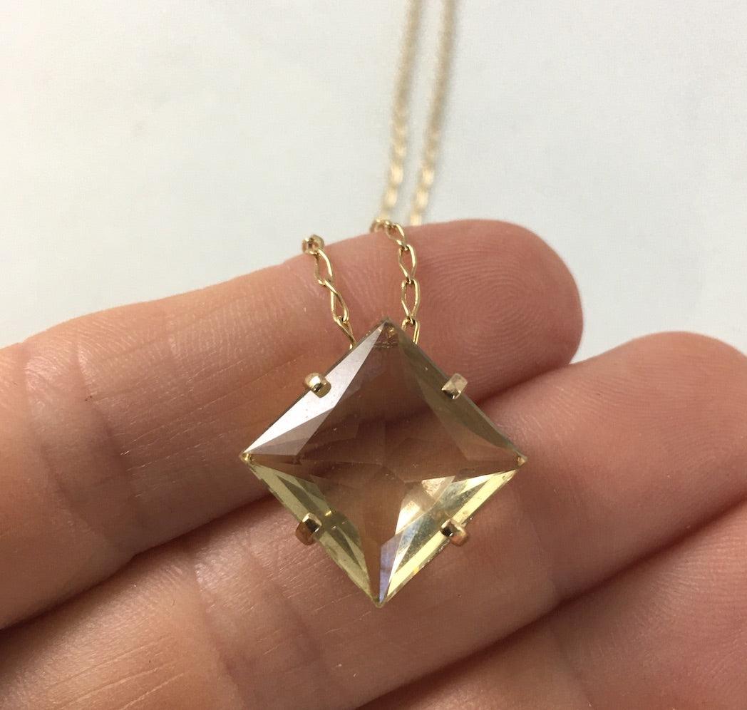 FACETED SQUARE FANCY CUT CITRINE NECKLACE - Crystals & Gems Gallery 