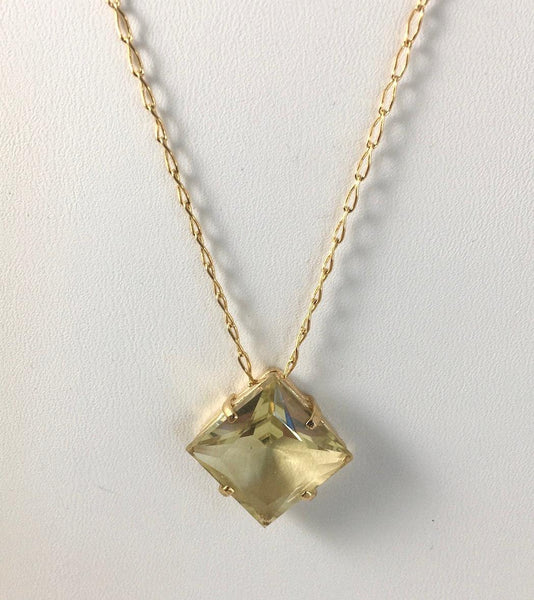FACETED SQUARE FANCY CUT CITRINE NECKLACE - Crystals & Gems Gallery 