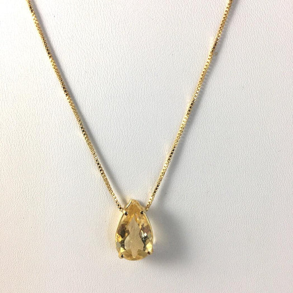 FACETED CITRINE SOLITAIRE NECKLACE - Crystals & Gems Gallery 