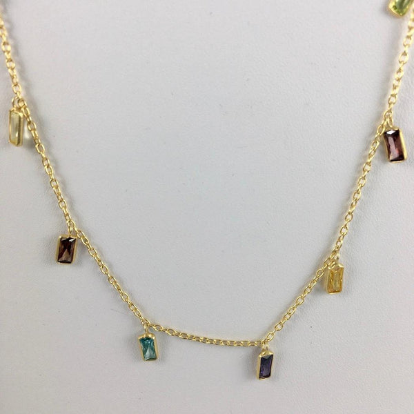 FACETED MIXED GEMSTONE NECKLACE IN 14KT GF