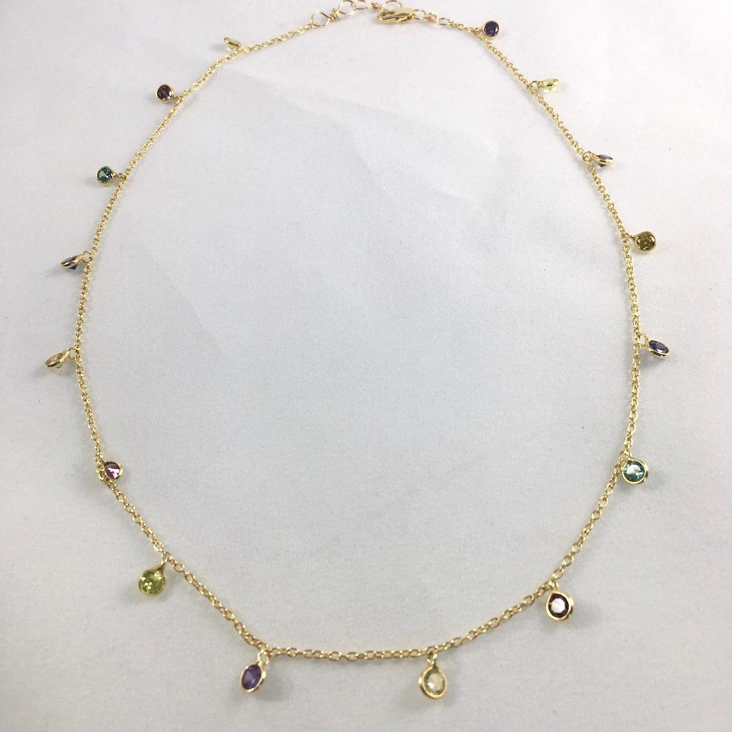 MIXED FACETED ROUND GEMSTONE NECKLACE - Crystals & Gems Gallery 