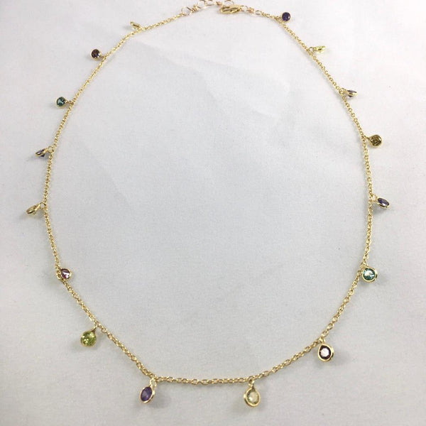 MIXED FACETED ROUND GEMSTONE NECKLACE - Crystals & Gems Gallery 