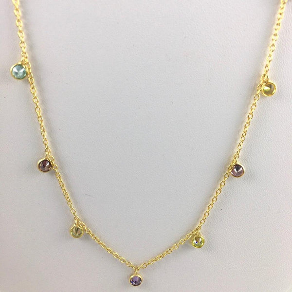 MIXED FACETED ROUND GEMSTONE NECKLACE