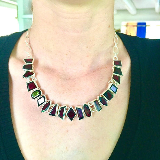 FANCY GARNET AND STERLING SILVER NECKLACE - Crystals & Gems Gallery 