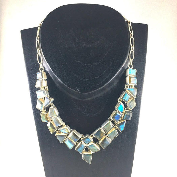 FANCY FACETED LABRADORITE  STERLING SILVER NECKLACE -SOLD OUT