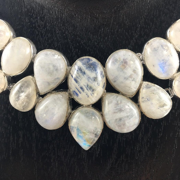 FANCY RAINBOW MOONSTONE NECKLACE IN STERLING SILVER- SOLD OUT - Crystals & Gems Gallery 