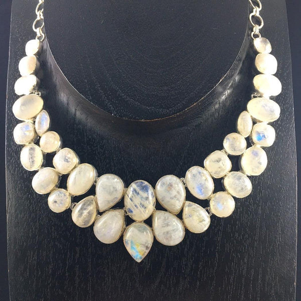 FANCY  RAINBOW  MOONSTONE NECKLACE IN STERLING SILVER- SOLD OUT