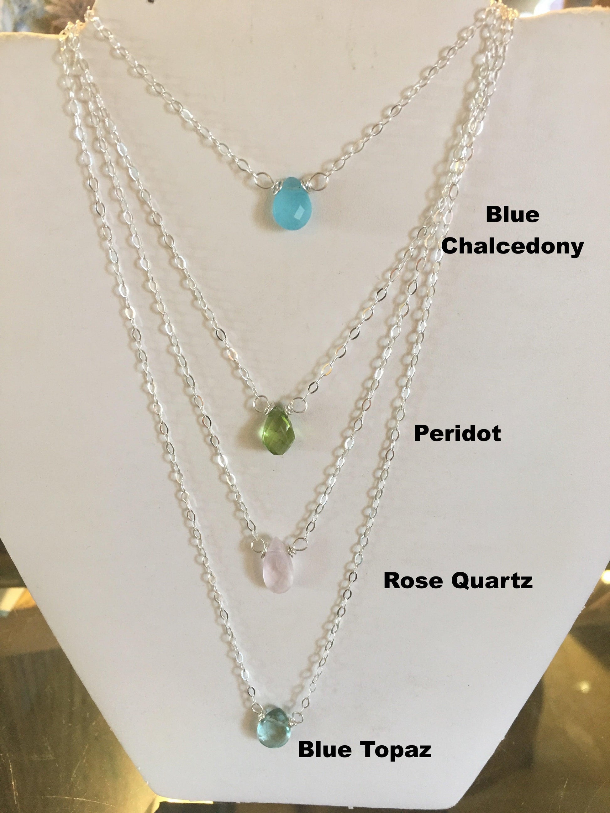 Faceted Gemstone Necklace with Link Chain - Crystals & Gems Gallery 