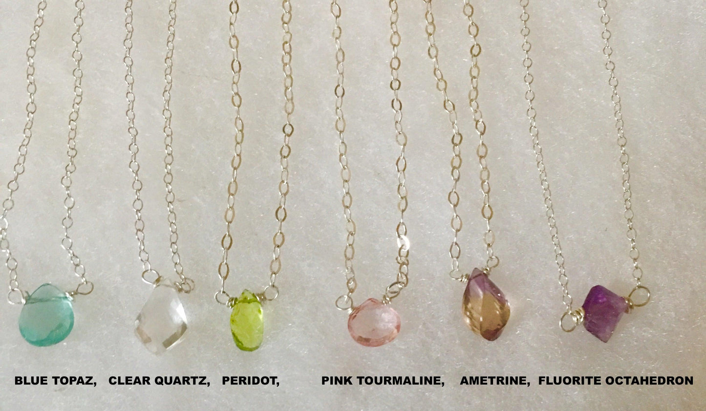 Faceted Gemstone Necklace with Link Chain - Crystals & Gems Gallery 