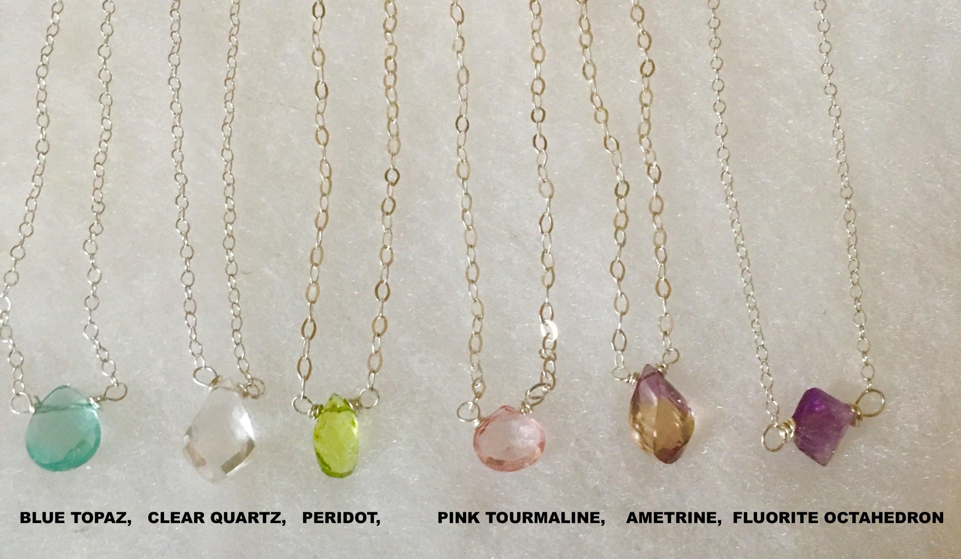 Faceted Gemstone Necklace with Link Chain - Crystals & Gems Gallery 