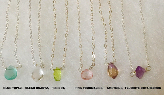 Faceted Gemstone Necklace with Link Chain - Crystals & Gems Gallery 