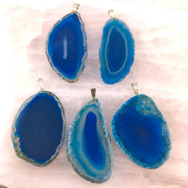 BLUE AGATE PENDANT - Crystals & Gems Gallery 