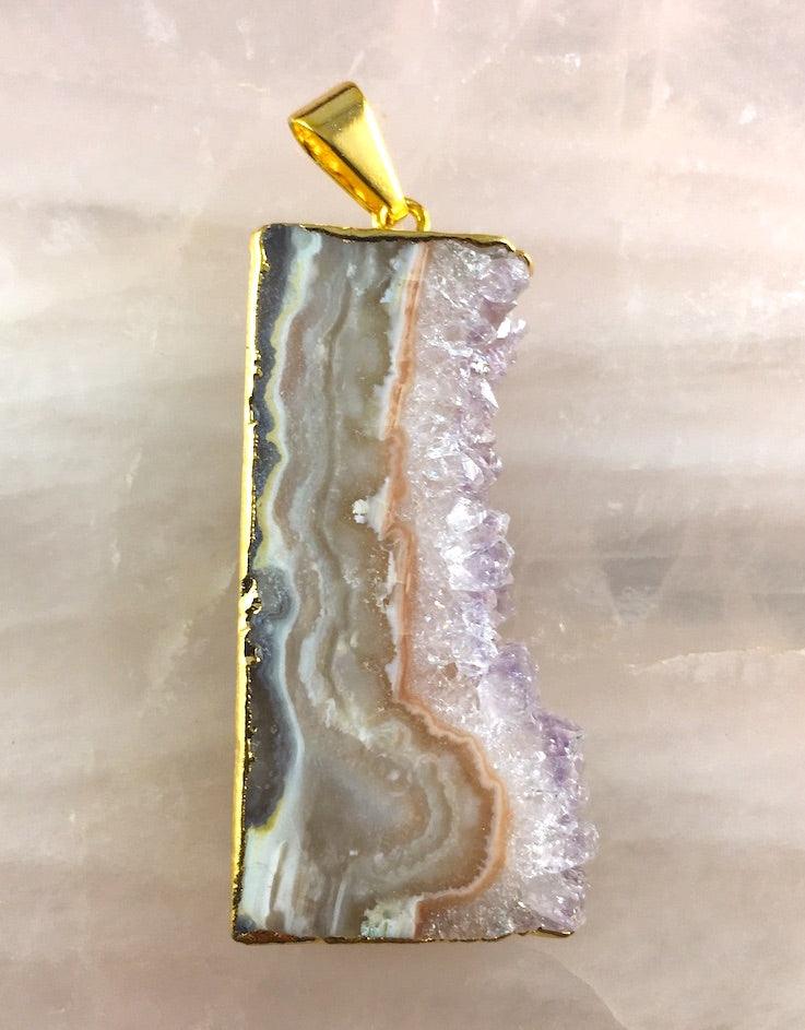 AMETHYST SIDE SLICE PENDANT - Crystals & Gems Gallery 