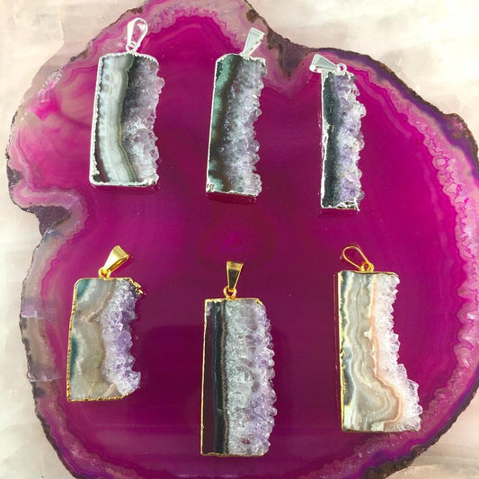 AMETHYST SIDE SLICE PENDANT - Crystals & Gems Gallery 