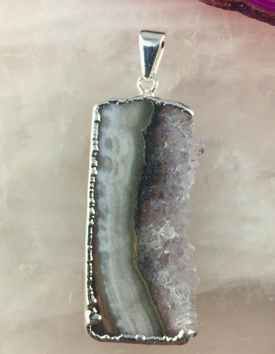 AMETHYST SIDE SLICE PENDANT - Crystals & Gems Gallery 