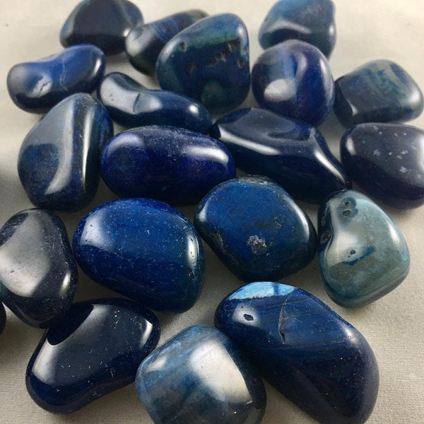 BLUE AGATE TUMBLED STONE - Crystals & Gems Gallery 